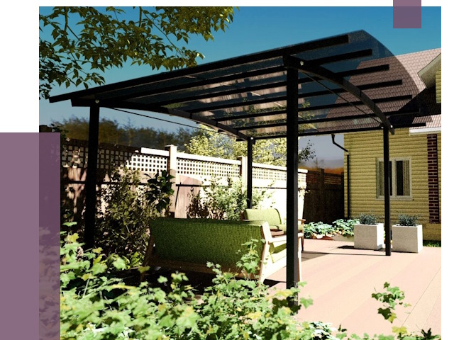 Навесы для террасы в Губахе от 13217 руб. под ключ | ПРОЛЁТ-Гбх