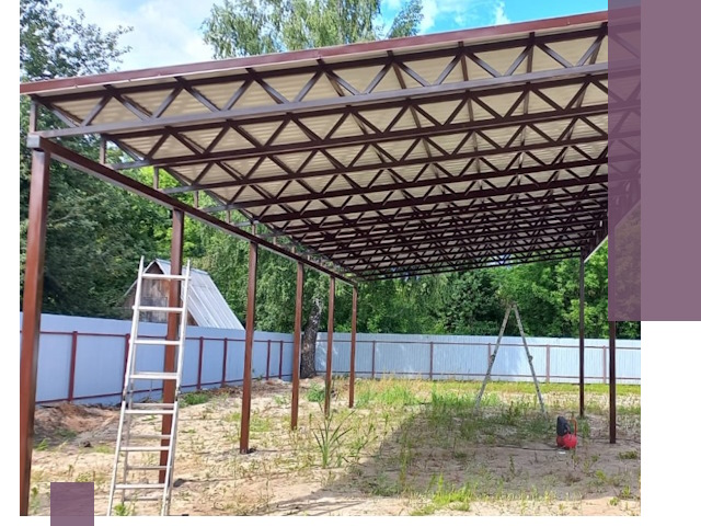 Односкатные навесы под ключ в Губахе — изготовление и монтаж