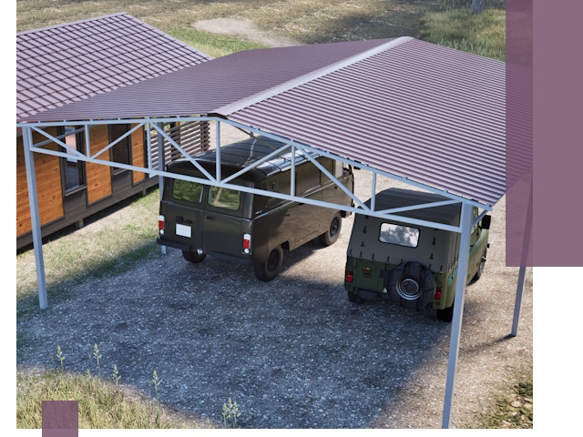 Двускатные навесы под ключ в Губахе — изготовление и монтаж