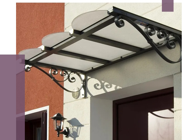 Односкатные козырьки в Губахе от 8500 руб.  | ПРОЛЁТ-Гбх